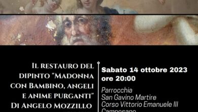Photo of Camposano: Restauro del Dipinto “Madonna con Bambino, Angeli e Anime purganti” di A.Mozzillo